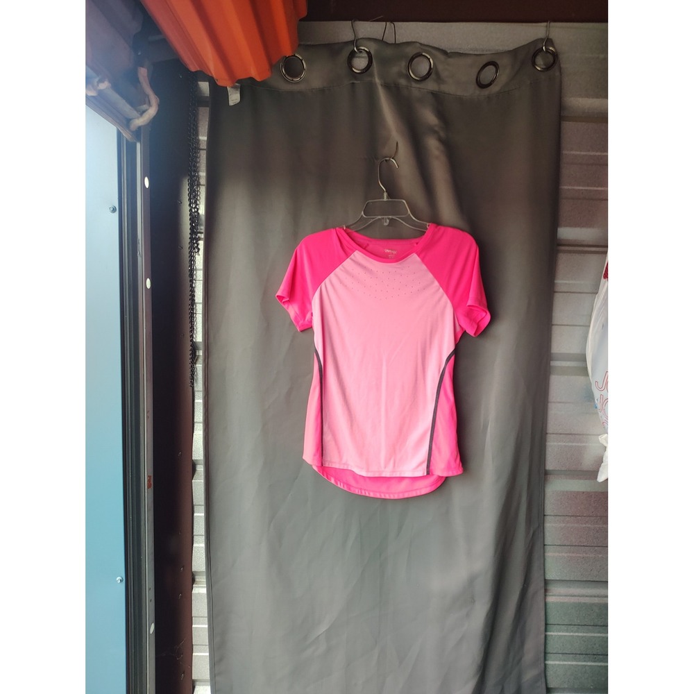 Danskin Now Womens Pink Colorblock Athletic T-Shirt Short Sleeve Size S 4-6